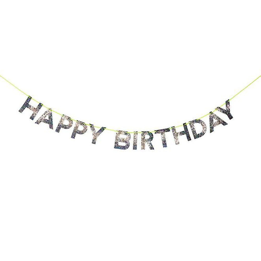 Guirnalda Happy Birthday Glitter Plata