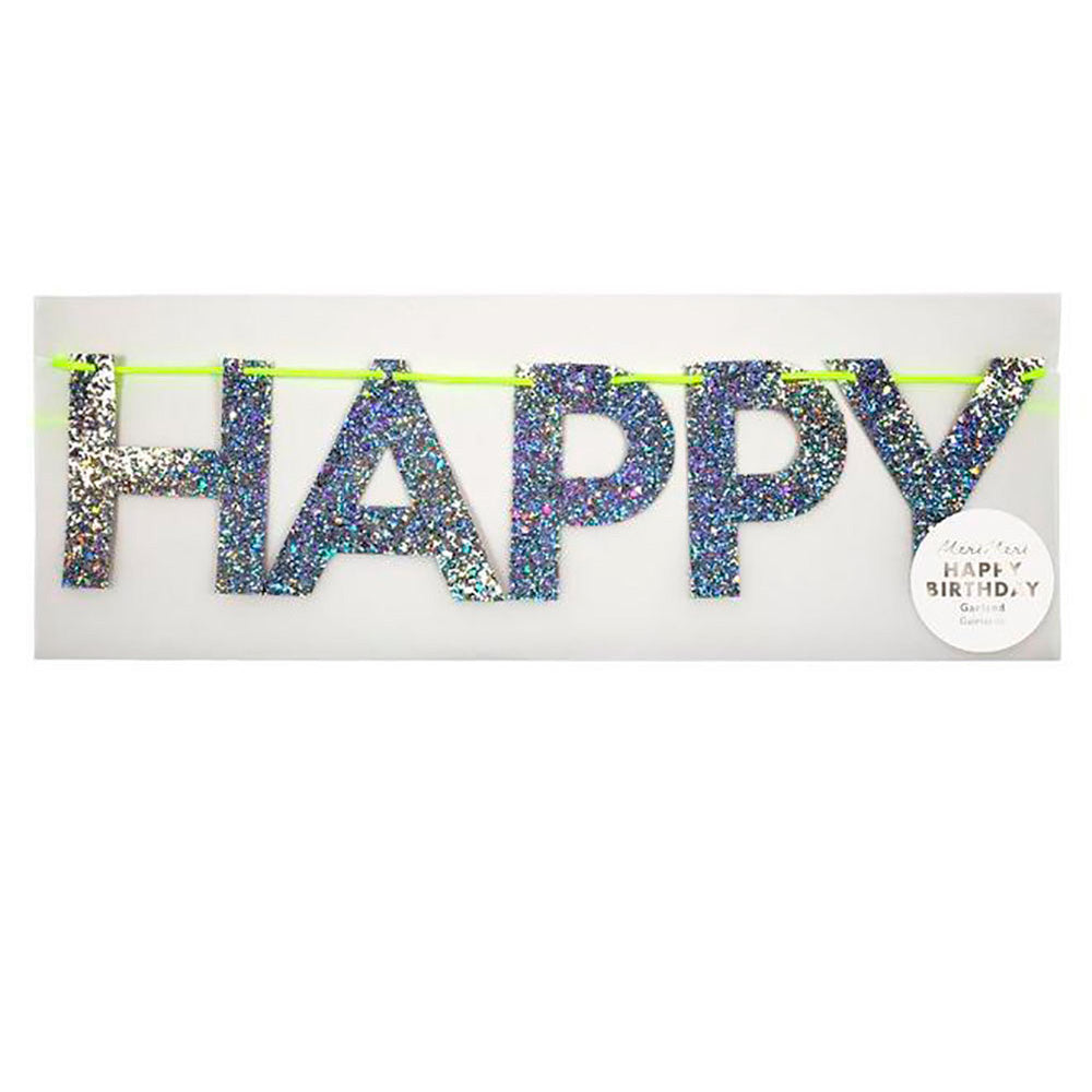 Guirnalda Happy Birthday Glitter Plata