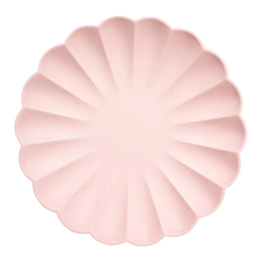 Platos de bambú  grandes de color rosa caramelo Meri Meri
