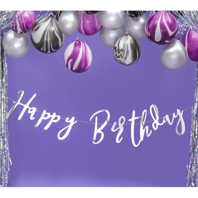 Banner Happy Birthday Silver