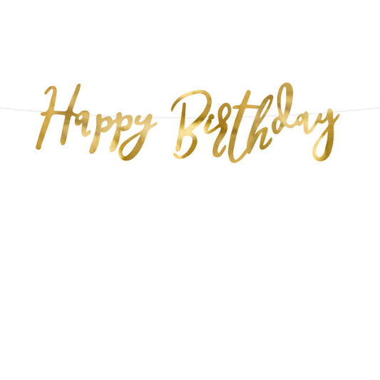 Banner Happy Birthday Gold