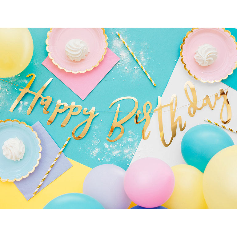 Banner Happy Birthday Gold