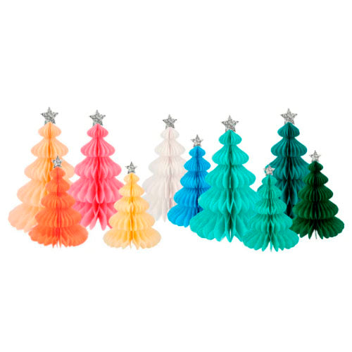 Arboles de Navidad panal de papel colores